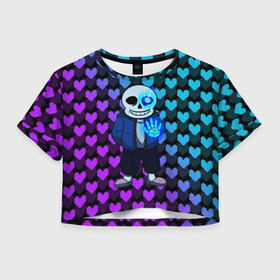 Женская футболка Crop-top 3D с принтом UNDERTALE в Петрозаводске, 100% полиэстер | круглая горловина, длина футболки до линии талии, рукава с отворотами | chara | frisk | sans | undertale | андертале | андертейл | игра | подземная история | подземная сказка | санс | ундертале | фриск | чара