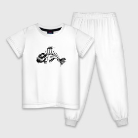 Детская пижама хлопок с принтом Скелет Рыбы в Петрозаводске, 100% хлопок |  брюки и футболка прямого кроя, без карманов, на брюках мягкая резинка на поясе и по низу штанин
 | 