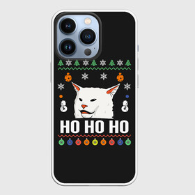 Чехол для iPhone 13 Pro с принтом Woman Yelling at Cat в Петрозаводске,  |  | cat | cats | christmas | mem | meme | memes | new year | xmas | вязаный | женщина | кот | кричит | мем | мемы | на кота | новый год | рождество | свитер