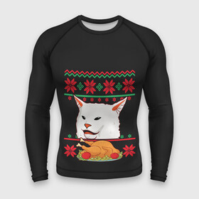 Мужской рашгард 3D с принтом Woman Yelling at Cat в Петрозаводске,  |  | Тематика изображения на принте: cat | cats | christmas | mem | meme | memes | new year | xmas | вязаный | женщина | кот | кричит | мем | мемы | на кота | новый год | рождество | свитер