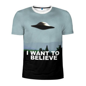 Мужская футболка 3D спортивная с принтом I WANT TO BELIEVE в Петрозаводске, 100% полиэстер с улучшенными характеристиками | приталенный силуэт, круглая горловина, широкие плечи, сужается к линии бедра | i want to believe | space | ufo | галактика | космос | нло | пришельцы | хотелось бы верить