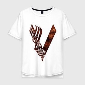 Мужская футболка хлопок Oversize с принтом vikings в Петрозаводске, 100% хлопок | свободный крой, круглый ворот, “спинка” длиннее передней части | nord | north | vikings | викинги | норвегия | север | скандинавия