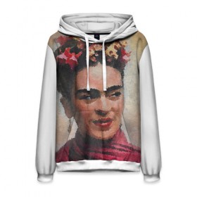 Мужская толстовка 3D с принтом FRIDA в Петрозаводске, 100% полиэстер | двухслойный капюшон со шнурком для регулировки, мягкие манжеты на рукавах и по низу толстовки, спереди карман-кенгуру с мягким внутренним слоем. | портрет | фрида. | художники