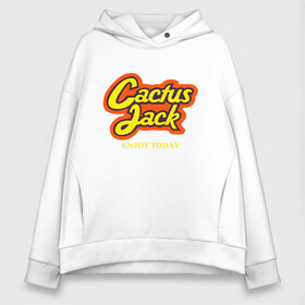 Женское худи Oversize хлопок с принтом Cactus Jack в Петрозаводске, френч-терри — 70% хлопок, 30% полиэстер. Мягкий теплый начес внутри —100% хлопок | боковые карманы, эластичные манжеты и нижняя кромка, капюшон на магнитной кнопке | reeses puffs | travis scott | джэк | кактус | трэвис скотт