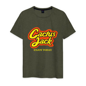 Мужская футболка хлопок с принтом Cactus Jack в Петрозаводске, 100% хлопок | прямой крой, круглый вырез горловины, длина до линии бедер, слегка спущенное плечо. | Тематика изображения на принте: reeses puffs | travis scott | джэк | кактус | трэвис скотт