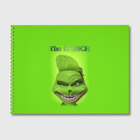 Альбом для рисования с принтом Grinch Face в Петрозаводске, 100% бумага
 | матовая бумага, плотность 200 мг. | Тематика изображения на принте: christmas | claus | grinch stole | how the | jingle | merry | santa | гринч | гуманоид | диккенс | ктоград | олени | рождество | снежинки | чарльз