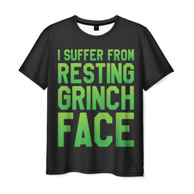 Мужская футболка 3D с принтом Grinch Face в Петрозаводске, 100% полиэфир | прямой крой, круглый вырез горловины, длина до линии бедер | Тематика изображения на принте: 