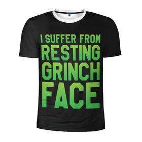 Мужская футболка 3D спортивная с принтом Grinch Face в Петрозаводске, 100% полиэстер с улучшенными характеристиками | приталенный силуэт, круглая горловина, широкие плечи, сужается к линии бедра | Тематика изображения на принте: 
