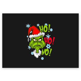 Поздравительная открытка с принтом Grinch Face No! No! No! в Петрозаводске, 100% бумага | плотность бумаги 280 г/м2, матовая, на обратной стороне линовка и место для марки
 | christmas | claus | grinch stole | how the | jingle | merry | santa | гринч | гуманоид | диккенс | ктоград | олени | рождество | снежинки | чарльз