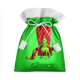 Подарочный 3D мешок с принтом The Grinch в Петрозаводске, 100% полиэстер | Размер: 29*39 см | Тематика изображения на принте: christmas | claus | grinch stole | how the | jingle | merry | santa | гринч | гуманоид | диккенс | ктоград | олени | рождество | снежинки | чарльз