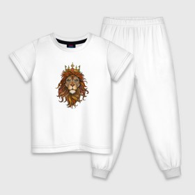 Детская пижама хлопок с принтом Король Лев в Петрозаводске, 100% хлопок |  брюки и футболка прямого кроя, без карманов, на брюках мягкая резинка на поясе и по низу штанин
 | голова животного | король лев | корона | лев | рисунок