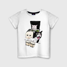 Детская футболка хлопок с принтом woman yelling at cat в Петрозаводске, 100% хлопок | круглый вырез горловины, полуприлегающий силуэт, длина до линии бедер | mem | woman yelling at cat | женщина кричит на кота | мем