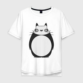 Мужская футболка хлопок Oversize с принтом Panda Totoro в Петрозаводске, 100% хлопок | свободный крой, круглый ворот, “спинка” длиннее передней части | forest | friend | ghibli | japan | keeper | miyazaki | nature | neigbor | neighbour | panda | totoro | анимация | аниме | гибли | друг | животные | лес | любовь | милый | мир | миядзаки | мульт | мультфильм | панда | приключения | природа | сказка