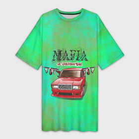 Платье-футболка 3D с принтом Mafia в Петрозаводске,  |  | 2107 | mafia | бандиты | ваз | мафия | машины | семерка | таз | тазы
