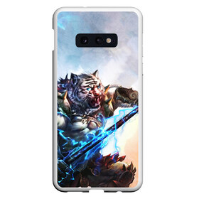 Чехол для Samsung S10E с принтом Warrior Zoomorph в Петрозаводске, Силикон | Область печати: задняя сторона чехла, без боковых панелей | mmorpg | perfect world | pw | амфибии | воин | древние | друид | жнец | жрец | зооморфы | идеальный мир | лучник | люди | маг | оборотень | паладин | пв | сиды | страж | стрелок | тени | шаман