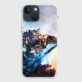 Чехол для iPhone 13 mini с принтом Warrior Zoomorph в Петрозаводске,  |  | mmorpg | perfect world | pw | амфибии | воин | древние | друид | жнец | жрец | зооморфы | идеальный мир | лучник | люди | маг | оборотень | паладин | пв | сиды | страж | стрелок | тени | шаман