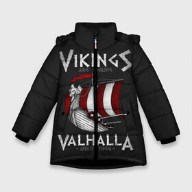 Зимняя куртка для девочек 3D с принтом Vikings Valhalla в Петрозаводске, ткань верха — 100% полиэстер; подклад — 100% полиэстер, утеплитель — 100% полиэстер. | длина ниже бедра, удлиненная спинка, воротник стойка и отстегивающийся капюшон. Есть боковые карманы с листочкой на кнопках, утяжки по низу изделия и внутренний карман на молнии. 

Предусмотрены светоотражающий принт на спинке, радужный светоотражающий элемент на пуллере молнии и на резинке для утяжки. | floki | history | ivar | lagertha | ragnar lothbrok | rollo | the boneless | бескостный | викинги | ивар | история | лагерта | рагнар лодброк | ролло | флоки