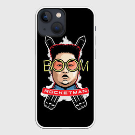 Чехол для iPhone 13 mini с принтом Бум в Петрозаводске,  |  | man | взрыв | ким чен ын | кндр | корея | личность | очки | президент | ракета