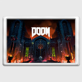 Магнит 45*70 с принтом DOOM - Hellgate в Петрозаводске, Пластик | Размер: 78*52 мм; Размер печати: 70*45 | doom | eternal | game | gate | hell | horror | ад | врата | дум | игра | персонаж | хоррор | шутер