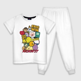 Детская пижама хлопок с принтом Heroes Adventure Time в Петрозаводске, 100% хлопок |  брюки и футболка прямого кроя, без карманов, на брюках мягкая резинка на поясе и по низу штанин
 | adventure time | bmo | dsgngerzen | finn | ice king | jake | princess bubblegum | vdgerir | время приключений | парнишка | пёс | пес джейк | фин | финн и джейк