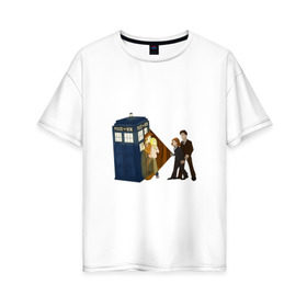 Женская футболка хлопок Oversize с принтом Доктор Кто - The X-Files в Петрозаводске, 100% хлопок | свободный крой, круглый ворот, спущенный рукав, длина до линии бедер
 | doctor who | the x files | доктор кто | секретные материалы | сериал  doctor who | сериал доктор кто | сериалы | фильмы