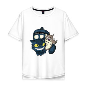 Мужская футболка хлопок Oversize с принтом Tardis Totoro в Петрозаводске, 100% хлопок | свободный крой, круглый ворот, “спинка” длиннее передней части | doctor who | forest | friend | ghibli | japan | keeper | miyazaki | nature | neigbor | neighbour | tardis | totoro | анимация | аниме | гибли | доктор кто | друг | животные | кот | лес | любовь | милый | мир | миядзаки | мульт | мультфильм | приключения |