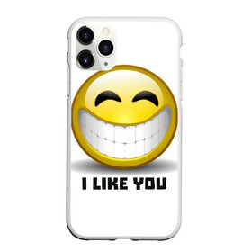 Чехол для iPhone 11 Pro Max матовый с принтом I like you в Петрозаводске, Силикон |  | emoji | зубы | интернет | любовь | мем | настроение | симпатия | смайл | смайлик | улыбка | эмоджи