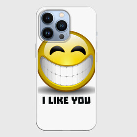 Чехол для iPhone 13 Pro с принтом I like you в Петрозаводске,  |  | emoji | зубы | интернет | любовь | мем | настроение | симпатия | смайл | смайлик | улыбка | эмоджи