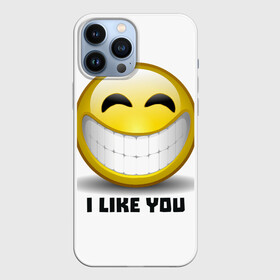 Чехол для iPhone 13 Pro Max с принтом I like you в Петрозаводске,  |  | Тематика изображения на принте: emoji | зубы | интернет | любовь | мем | настроение | симпатия | смайл | смайлик | улыбка | эмоджи