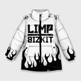 Зимняя куртка для девочек 3D с принтом Limp Bizkit в Петрозаводске, ткань верха — 100% полиэстер; подклад — 100% полиэстер, утеплитель — 100% полиэстер. | длина ниже бедра, удлиненная спинка, воротник стойка и отстегивающийся капюшон. Есть боковые карманы с листочкой на кнопках, утяжки по низу изделия и внутренний карман на молнии. 

Предусмотрены светоотражающий принт на спинке, радужный светоотражающий элемент на пуллере молнии и на резинке для утяжки. | bizkit | limp | limp bizkit | music | rock | бизкиты | лимп бизкит | лимпы | липкие письки | музыка | рок