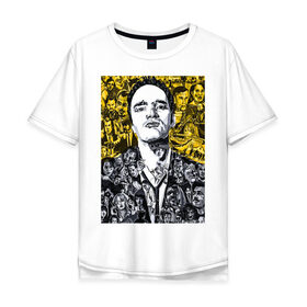 Мужская футболка хлопок Oversize с принтом Tarantino x films в Петрозаводске, 100% хлопок | свободный крой, круглый ворот, “спинка” длиннее передней части | здезда | квентин | тарантино | фильм