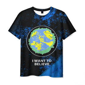 Мужская футболка 3D с принтом Плоская земля в Петрозаводске, 100% полиэфир | прямой крой, круглый вырез горловины, длина до линии бедер | Тематика изображения на принте: 