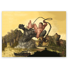 Поздравительная открытка с принтом Aniki Fight Art в Петрозаводске, 100% бумага | плотность бумаги 280 г/м2, матовая, на обратной стороне линовка и место для марки
 | aniki | aquarell | art | billy | billy herrington | gachi | gachimuchi | van | акварель | аники | арт | вэн | гачи | гачибасс | гачимучи
