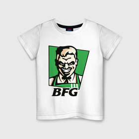 Детская футболка хлопок с принтом BFG в Петрозаводске, 100% хлопок | круглый вырез горловины, полуприлегающий силуэт, длина до линии бедер | Тематика изображения на принте: bfg | doom | doom eternal | дум