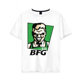 Женская футболка хлопок Oversize с принтом BFG в Петрозаводске, 100% хлопок | свободный крой, круглый ворот, спущенный рукав, длина до линии бедер
 | bfg | doom | doom eternal | дум