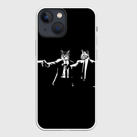 Чехол для iPhone 13 mini с принтом Криминальное Чтиво в Петрозаводске,  |  | cat | cats | meme | memes | pulp fiction | quentin | reservoir dogs | tarantino | бешеные псы | квентин | кот | коты | криминальное чтиво | мем | мемы | тарантино