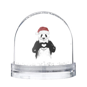 Снежный шар с принтом Панда Клаус в Петрозаводске, Пластик | Изображение внутри шара печатается на глянцевой фотобумаге с двух сторон | 
