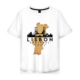 Мужская футболка хлопок Oversize с принтом Лиссабон (Португалия) в Петрозаводске, 100% хлопок | свободный крой, круглый ворот, “спинка” длиннее передней части | city | lisbon | portugal | ronaldo | travel | город | европа | карта | лиссабон | мир | португалия | приключение | путешествие | роналду | столица | страна | тиризм | турист | флаг