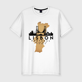 Мужская футболка хлопок Slim с принтом Лиссабон (Португалия) в Петрозаводске, 92% хлопок, 8% лайкра | приталенный силуэт, круглый вырез ворота, длина до линии бедра, короткий рукав | city | lisbon | portugal | ronaldo | travel | город | европа | карта | лиссабон | мир | португалия | приключение | путешествие | роналду | столица | страна | тиризм | турист | флаг