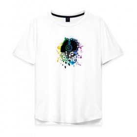 Мужская футболка хлопок Oversize с принтом Музыка в Петрозаводске, 100% хлопок | свободный крой, круглый ворот, “спинка” длиннее передней части | краски | музыка | наушники | ноты | рисунок