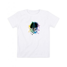 Детская футболка хлопок с принтом Музыка в Петрозаводске, 100% хлопок | круглый вырез горловины, полуприлегающий силуэт, длина до линии бедер | краски | музыка | наушники | ноты | рисунок