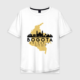 Мужская футболка хлопок Oversize с принтом Богота (Колумбия) в Петрозаводске, 100% хлопок | свободный крой, круглый ворот, “спинка” длиннее передней части | bogota | city | columbia | travel | богота | город | европа | карта | колумбия | мир | приключение | путешествие | столица | страна | туризм | турист | флаг