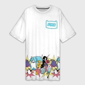 Платье-футболка 3D с принтом Finn Adventure Time в Петрозаводске,  |  | adventure time | dsgnosadchaya | vdosadir | бимо | время приключений | гантер | джейк | марселин | пендлтон уорд | пупырка | снежный король | финн