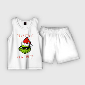 Детская пижама с шортами хлопок с принтом Гринч в Петрозаводске,  |  | Тематика изображения на принте: christmas | grinch | гринч | зелёный | монстр | нг | новогодний | новый год | рождество