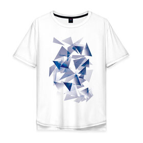 Мужская футболка хлопок Oversize с принтом Частицы в Петрозаводске, 100% хлопок | свободный крой, круглый ворот, “спинка” длиннее передней части | геометрия | минимализм | рисунок | треугольники | частицы