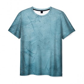Мужская футболка 3D с принтом Оттенки синего в Петрозаводске, 100% полиэфир | прямой крой, круглый вырез горловины, длина до линии бедер | камень | краска | краски | синий | стена | текстура | фон | штукатурка