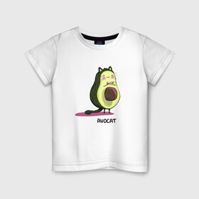 Детская футболка хлопок с принтом Авокот в Петрозаводске, 100% хлопок | круглый вырез горловины, полуприлегающий силуэт, длина до линии бедер | avocat | авокадо | кот | рисунок