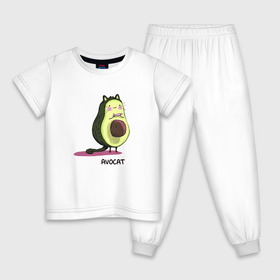 Детская пижама хлопок с принтом Авокот в Петрозаводске, 100% хлопок |  брюки и футболка прямого кроя, без карманов, на брюках мягкая резинка на поясе и по низу штанин
 | avocat | авокадо | кот | рисунок