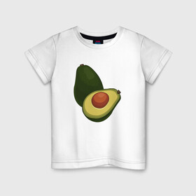 Детская футболка хлопок с принтом Авокадо в Петрозаводске, 100% хлопок | круглый вырез горловины, полуприлегающий силуэт, длина до линии бедер | авокадо | еда | рисунок