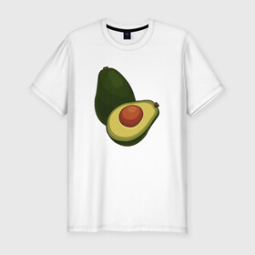 Мужская футболка хлопок Slim с принтом Авокадо в Петрозаводске, 92% хлопок, 8% лайкра | приталенный силуэт, круглый вырез ворота, длина до линии бедра, короткий рукав | авокадо | еда | рисунок